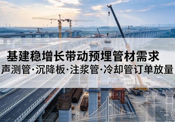 安吉基建稳增长带动预埋监测管材需求，声测管、沉降板、注浆管订单持续放量